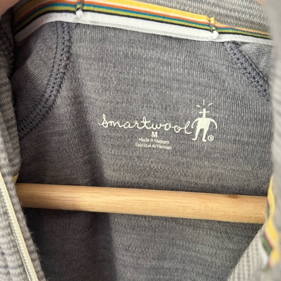 Smartwool Grey Stripe ¼ Zip 100% Merino Wool Women's Long Sleeve Top Size Medium - Picture 5 of 9